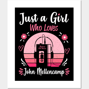 Just A Girl Who Loves John Mellencamp Retro Headphones Posters and Art